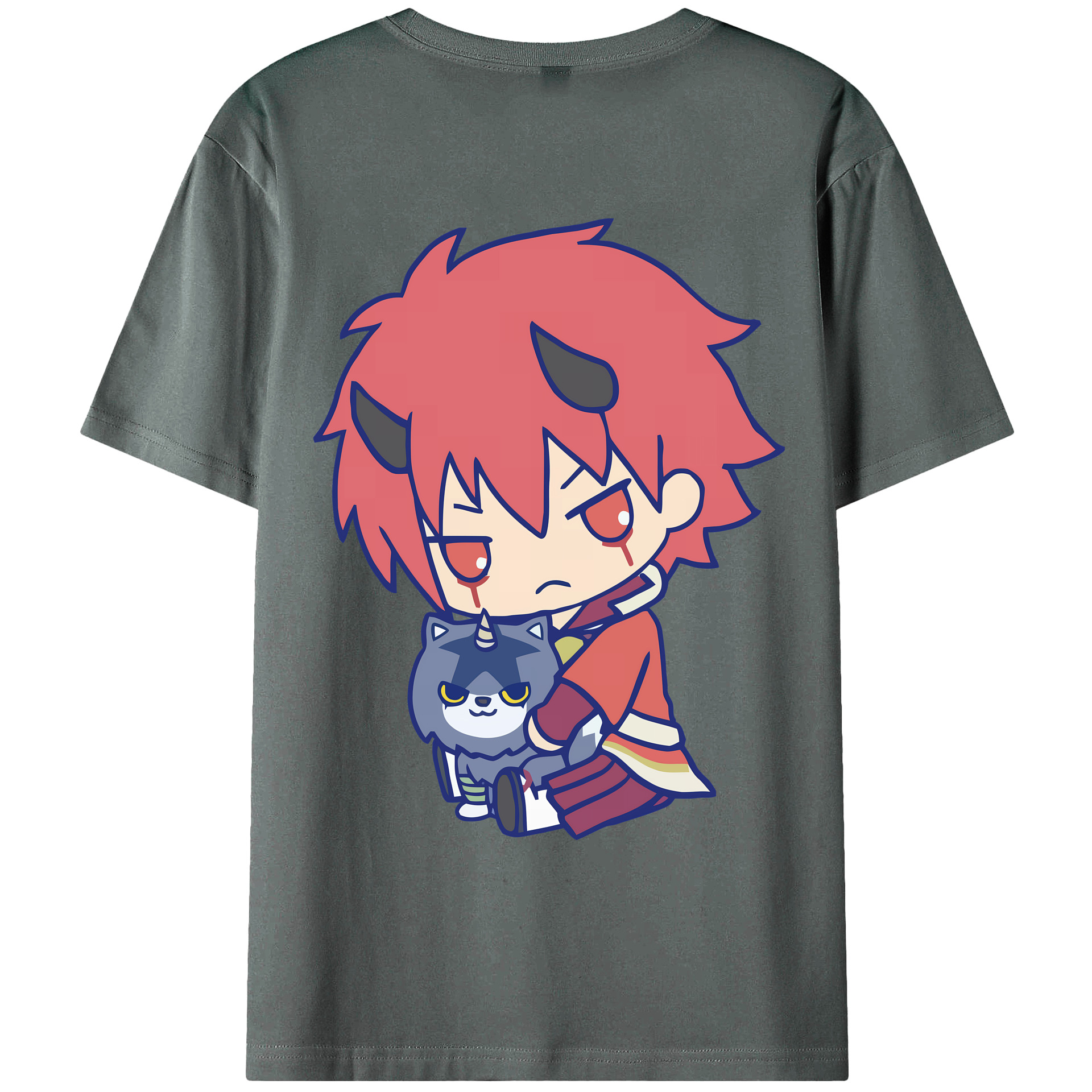 （画像用） 転スラ Regarding Reincarnated to Slime 綿100％ メンズ半袖Tシャツ（バックプリント） 通気性